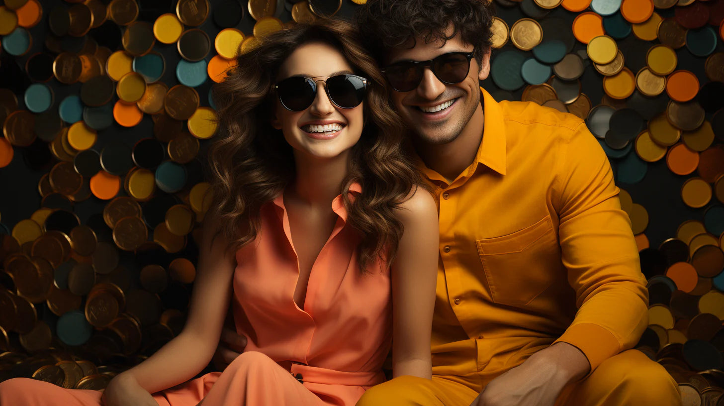 Fashionable couple in stylish attire, representing the glamorous lifestyle of Efficano's affiliates